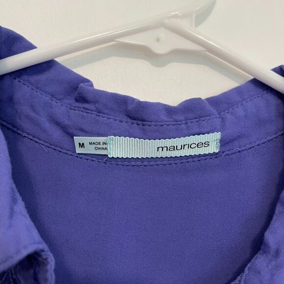 MAURICES Purple Floral Lace Panels Collared Button Down Twee 2012 Tank Blouse - Picture 4 of 15